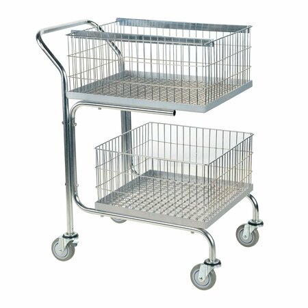 VESTIL Gray Mail Cart-Double Tray-Basket 200 lb Capacity 18 x 31 x 39 MAIL-55